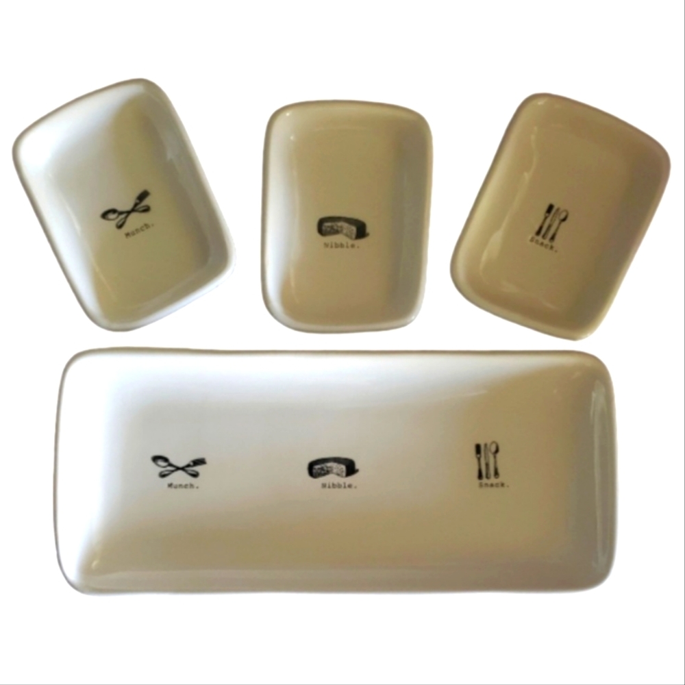 4 piece Rae Dunn Appetizer Set Snack Nibble Munch